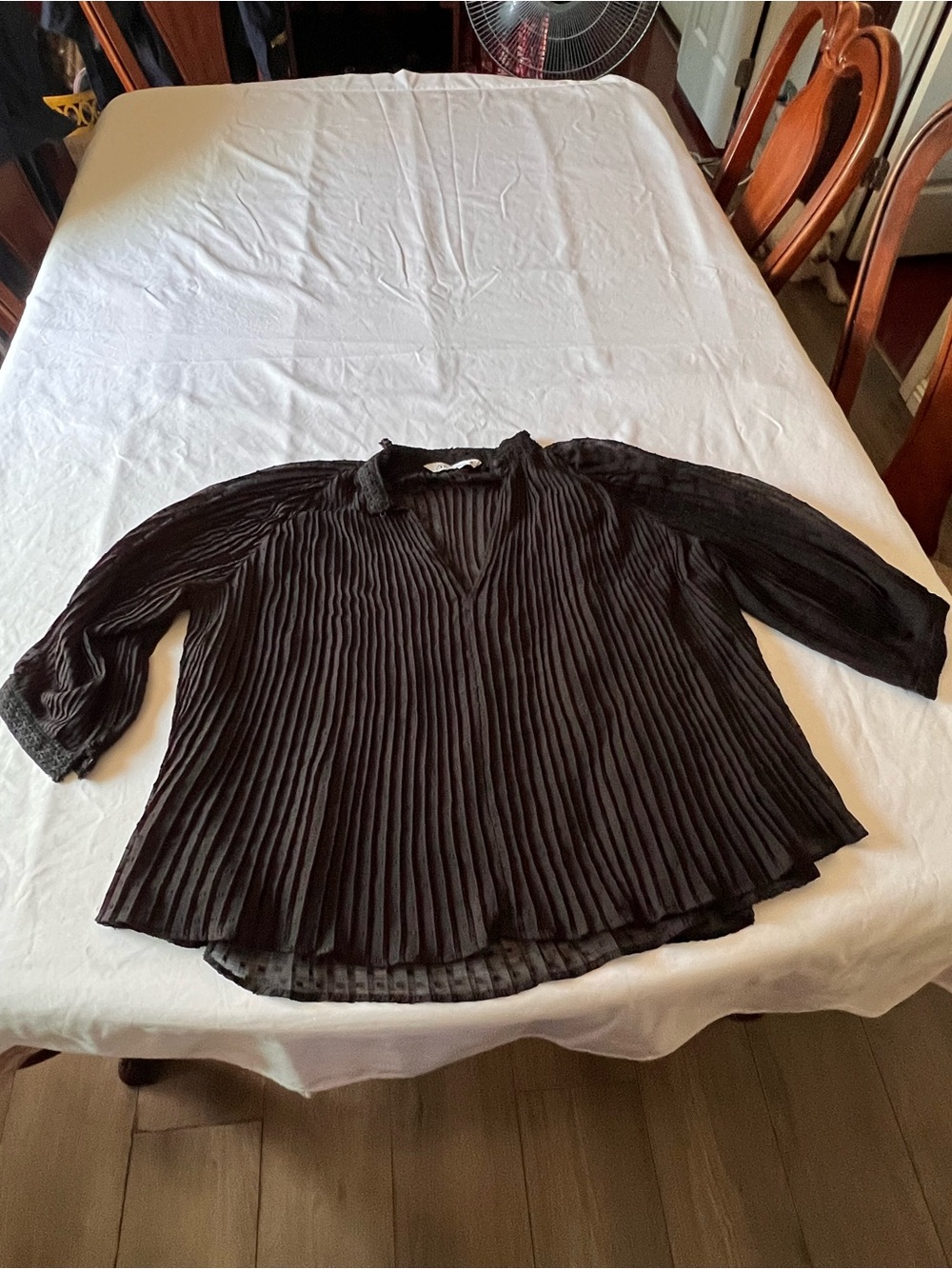 Zara Women's Black Pleated V-Neck Blouse